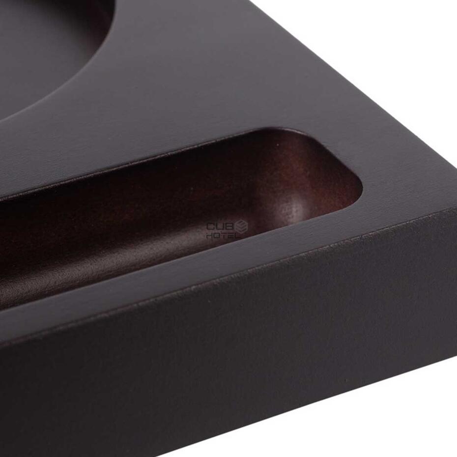 Wood Black Tray Signum With Star Kettle